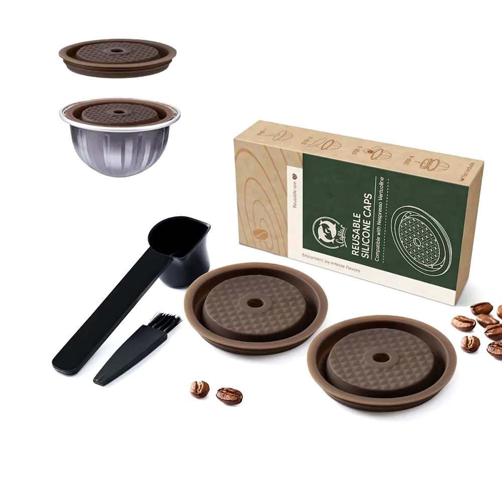 For Nespresso Vertuo Next Reusable Silicone Cap Coffee Capsule Cover Lid Compatible with Nespresso Vertuoline Original Capsules
