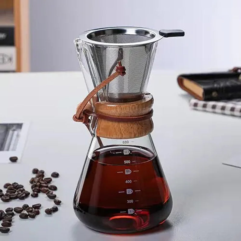 Hand Brewed Coffee Sharing Pot Filter Screen Glass Coffee Filter Cup Coffee Pot Set Drip Small Household Glass Pot Coffee Jar