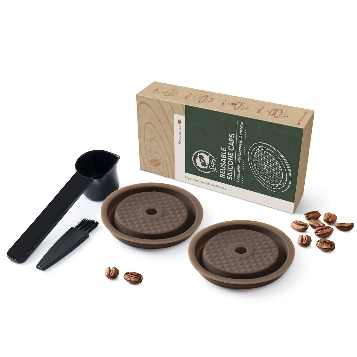 For Nespresso Vertuo Next Reusable Silicone Cap Coffee Capsule Cover Lid Compatible with Nespresso Vertuoline Original Capsules